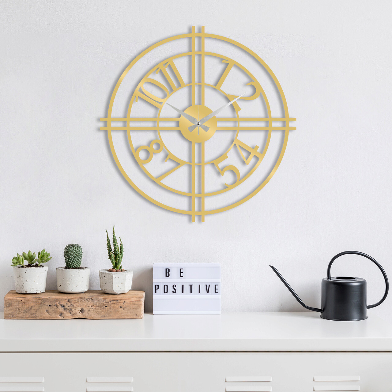 Ceas de perete, Metal Wall Clock 33, Dimensiune: 49 x 49 cm, Auriu - imagine 4